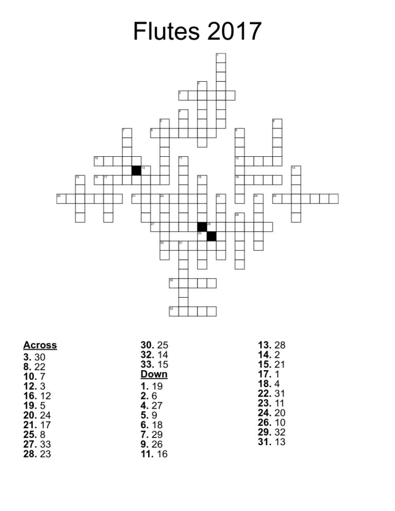 Flutes 2017 Crossword WordMint