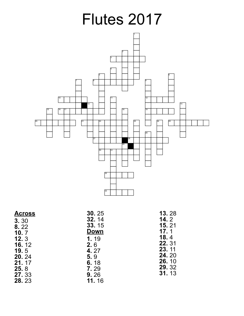 Flutes 2017 Crossword WordMint