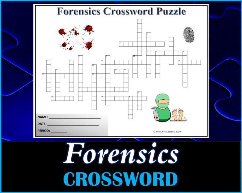 Forensics Crossword Puzzle Printable Worksheet DIGITAL DOWNLOAD Etsy