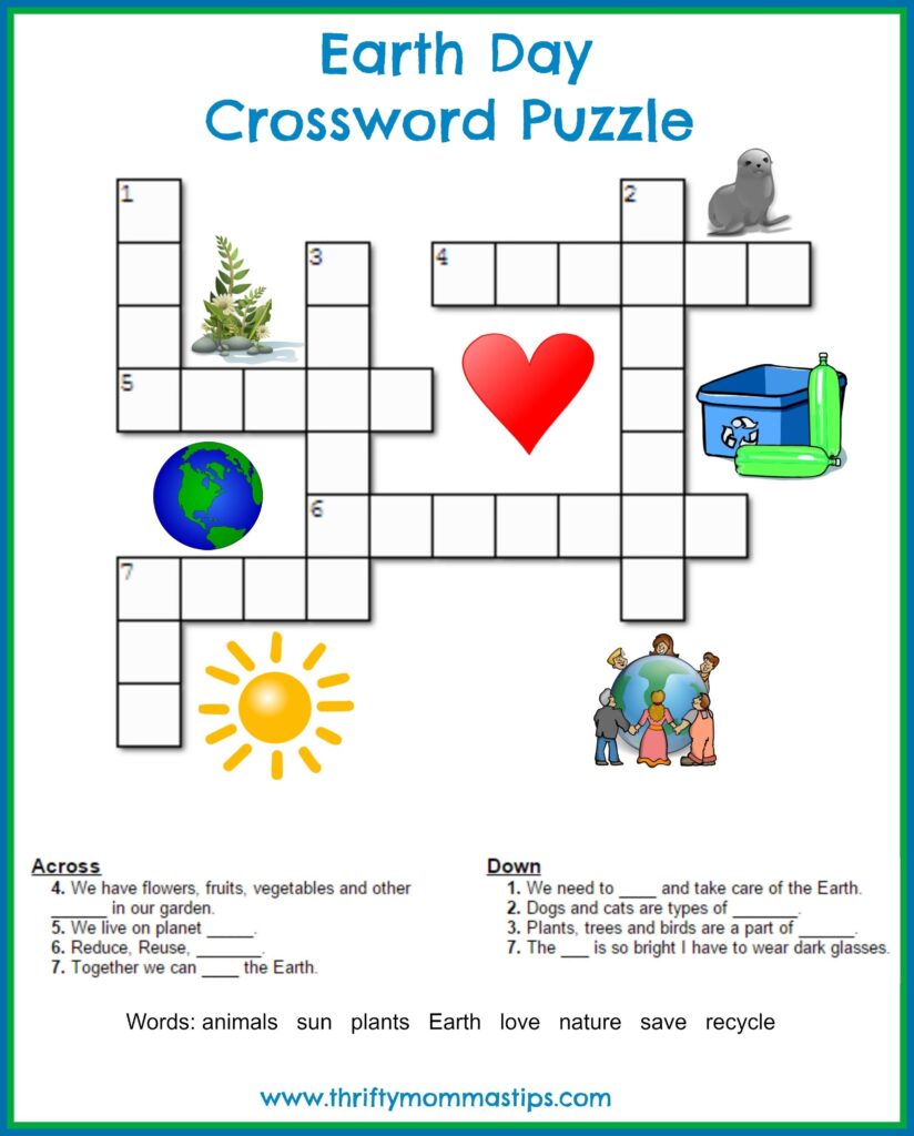 Free Earth Day Crossword Puzzle