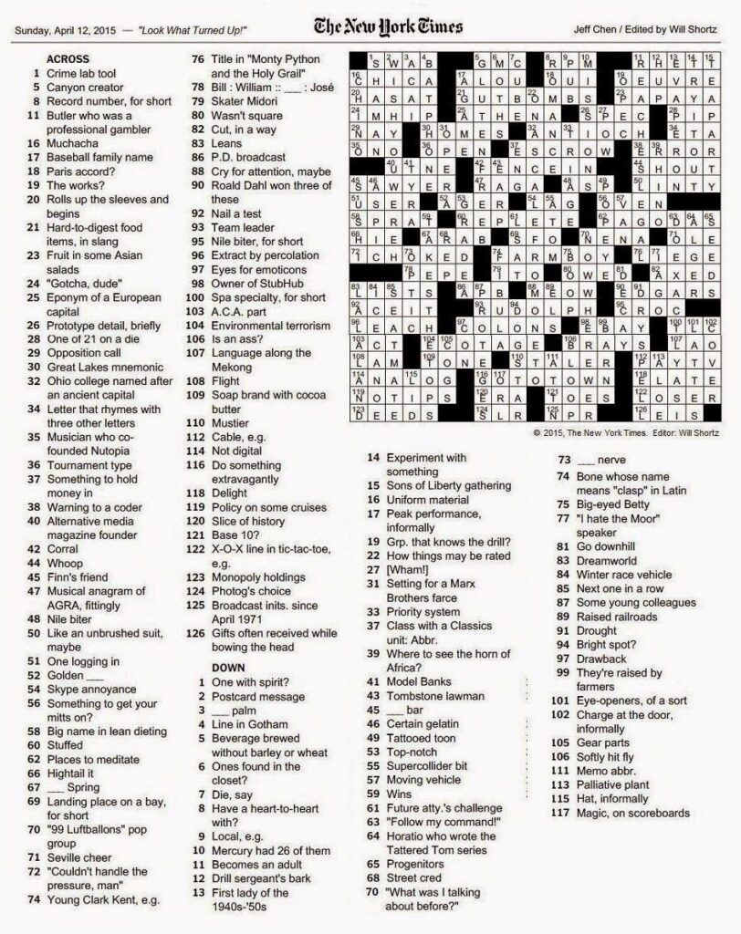 Free Nyt Crossword Puzzles Printable Printable Form Templates And Letter