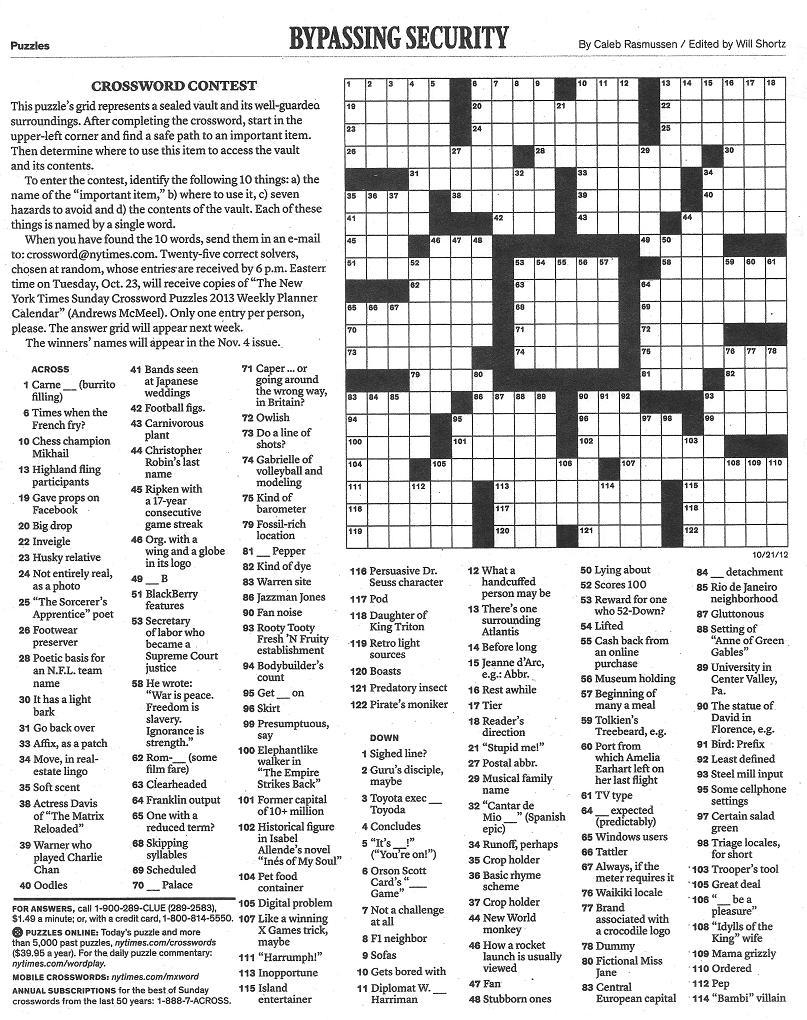 Free Nyt Crossword Puzzles Printable Printable Form Templates And Letter