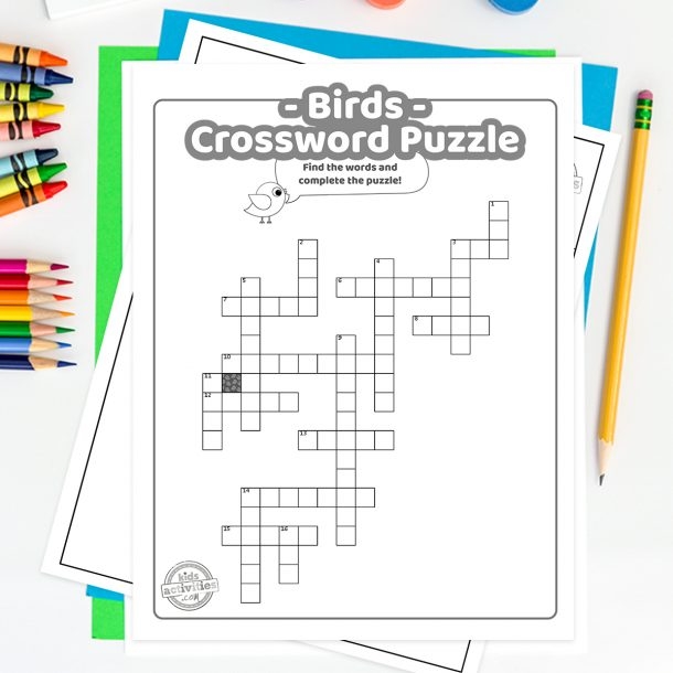 Free Printable Crossword Puzzle For Kids Featuring Birds Kids 