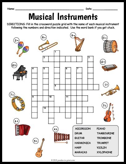 Free Printable Music Crossword Puzzles