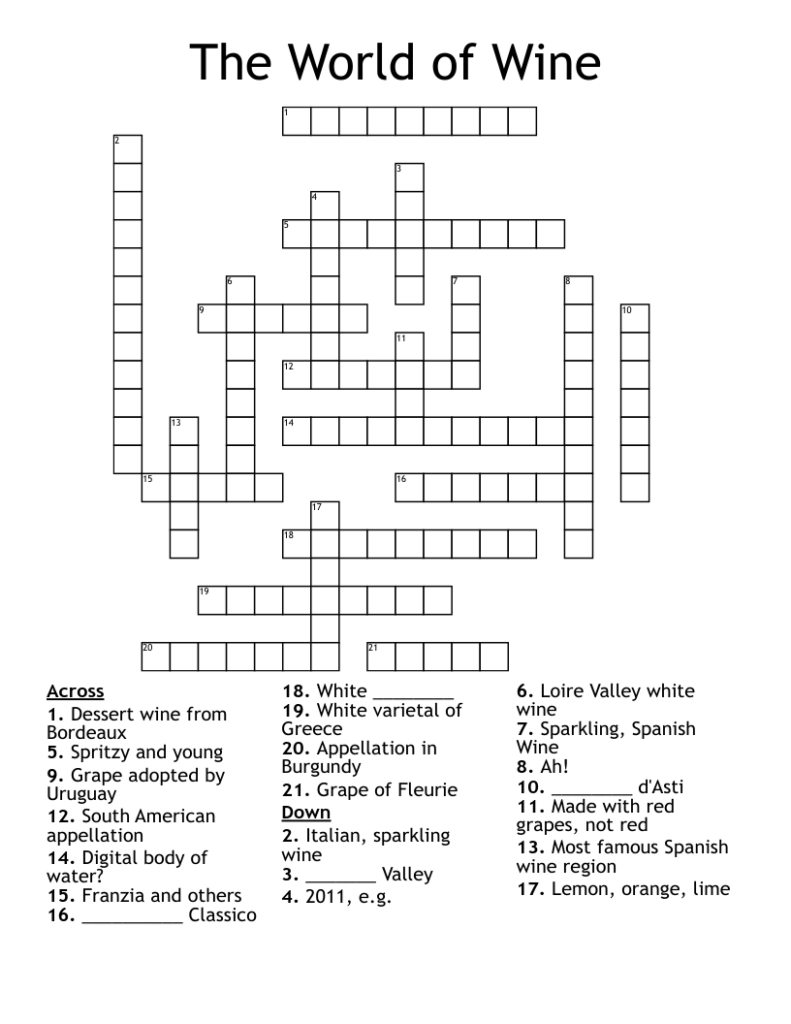 French Wine Term Crossword Tantingeborg