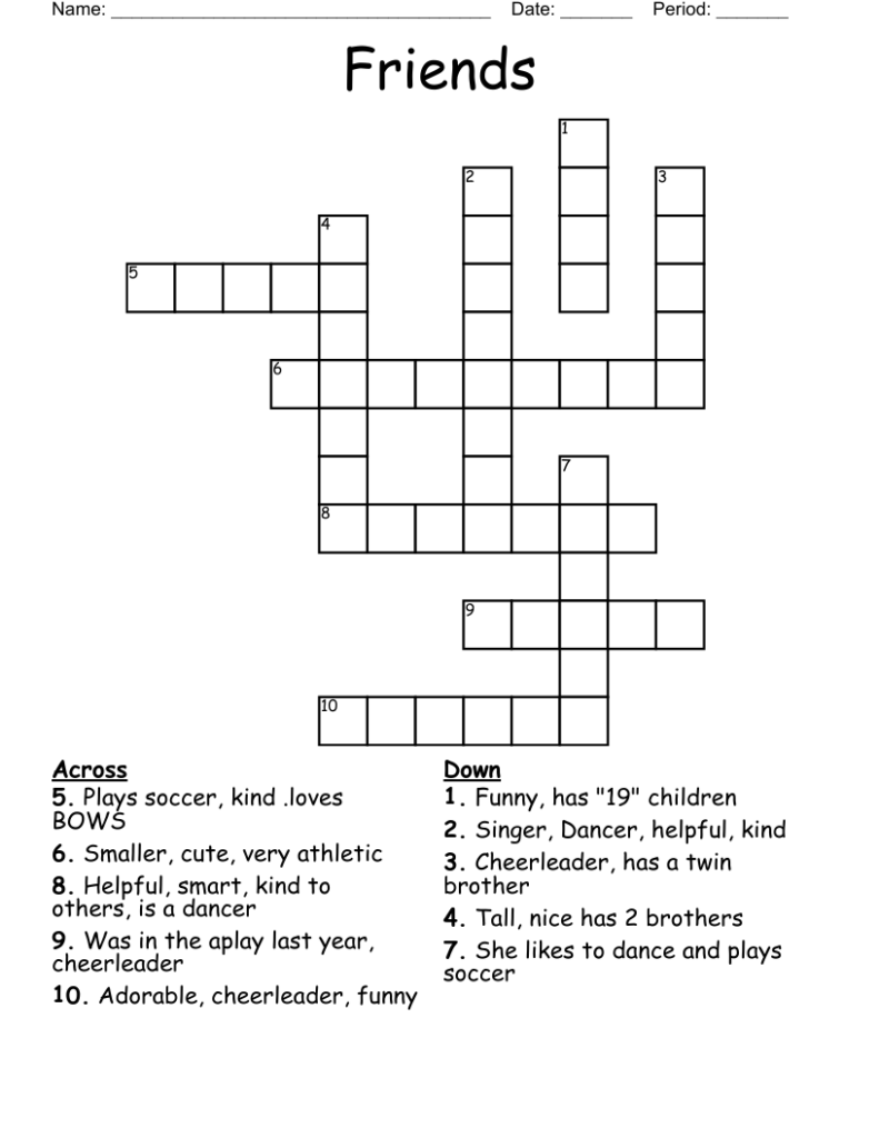 Friends Crossword WordMint