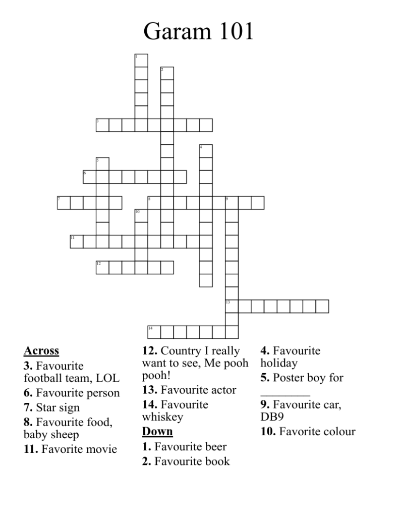 Garam 101 Crossword WordMint