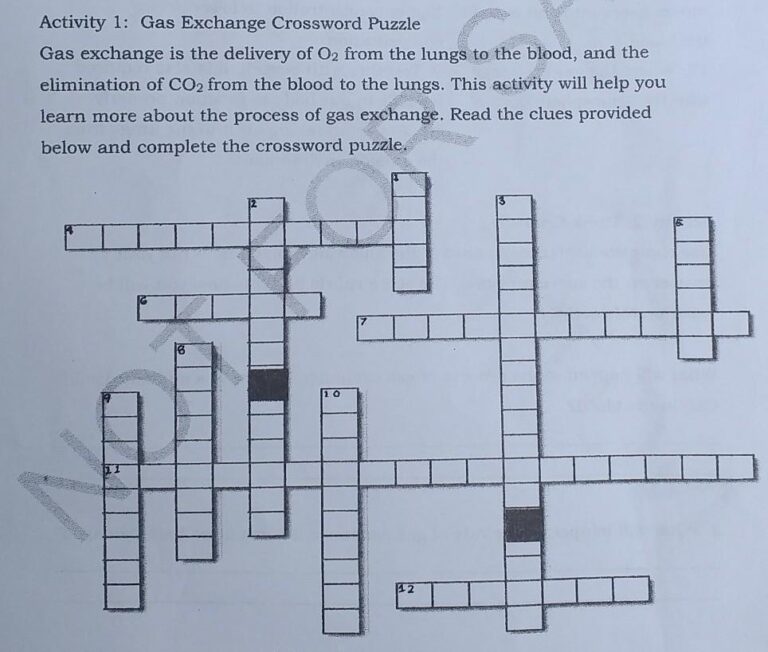 Gas Exchange Crossword PuzzleACROSS4 The Movement Of Air From The 