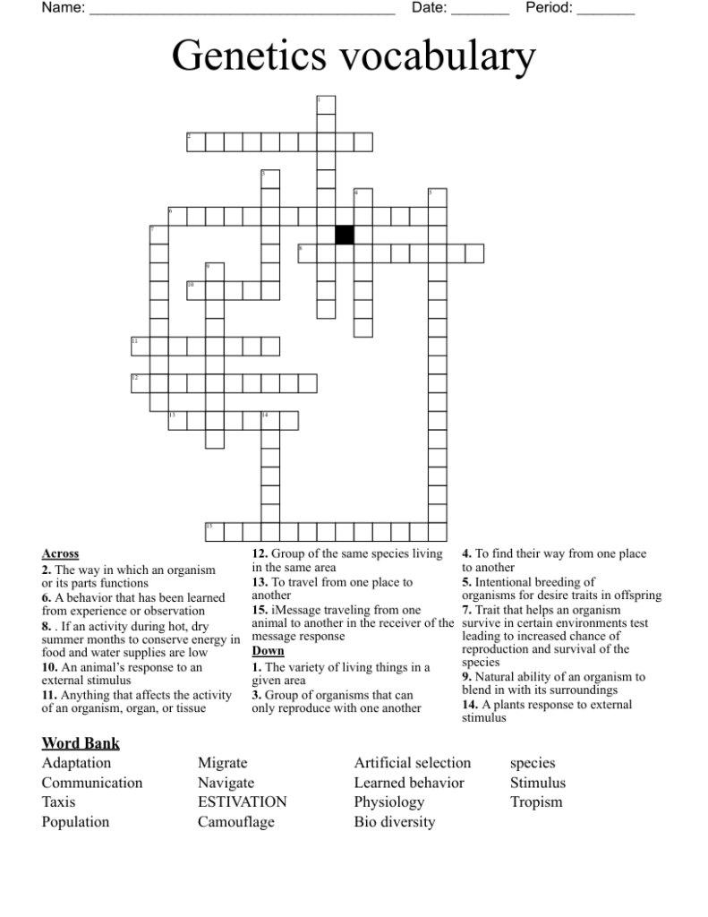 Genetic Variation Crossword WordMint