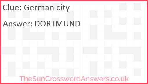 German City Crossword Clue TheSunCrosswordAnswers co uk