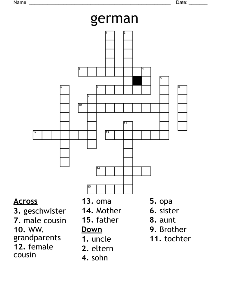 German Crossword Puzzle WordMint