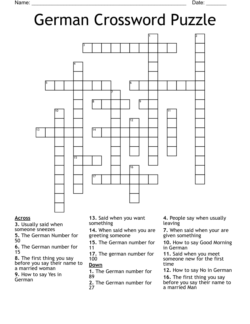 German Water Sprite Crossword