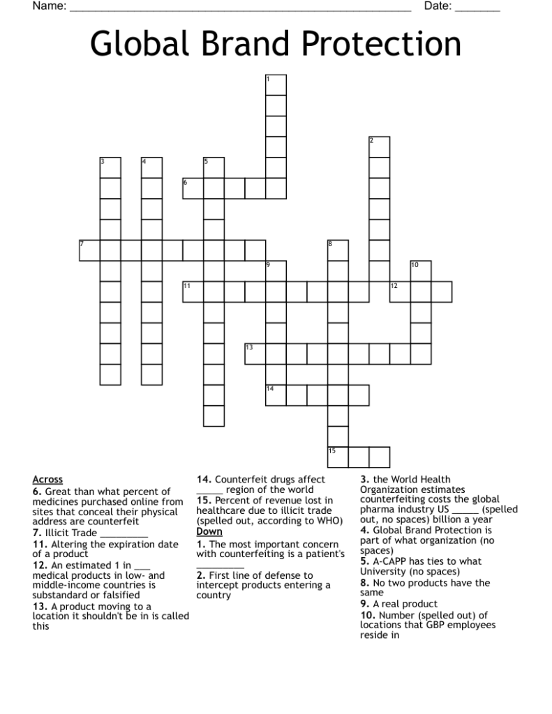 Global Brand Protection Crossword WordMint