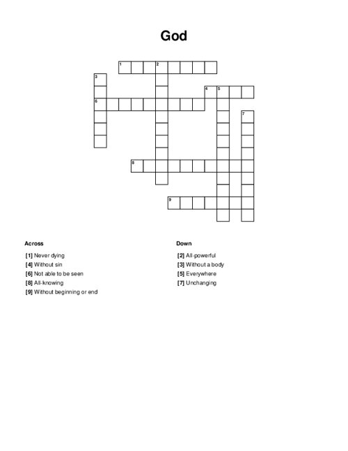 God Crossword Puzzle