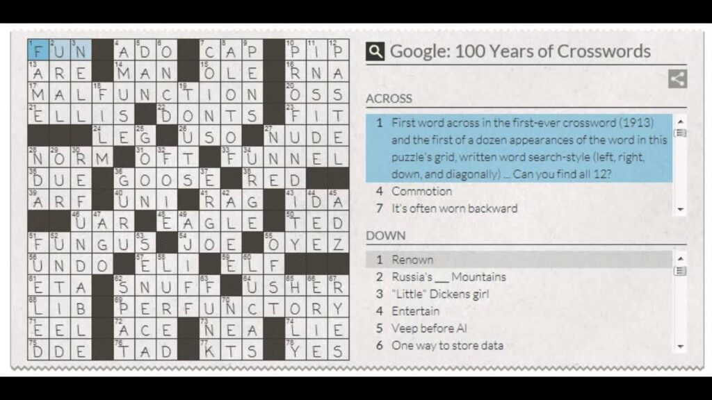 Google 100 Years Of Crosswords Answers YouTube