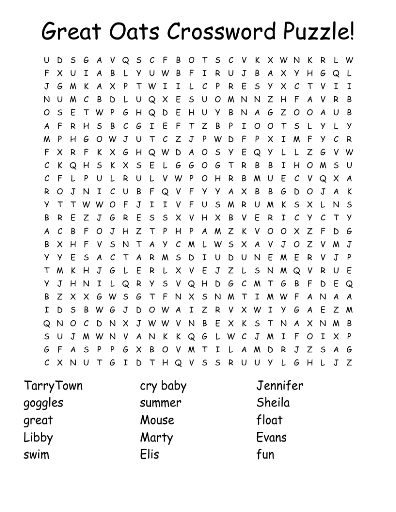 Great Oats Crossword Puzzle Word Search WordMint