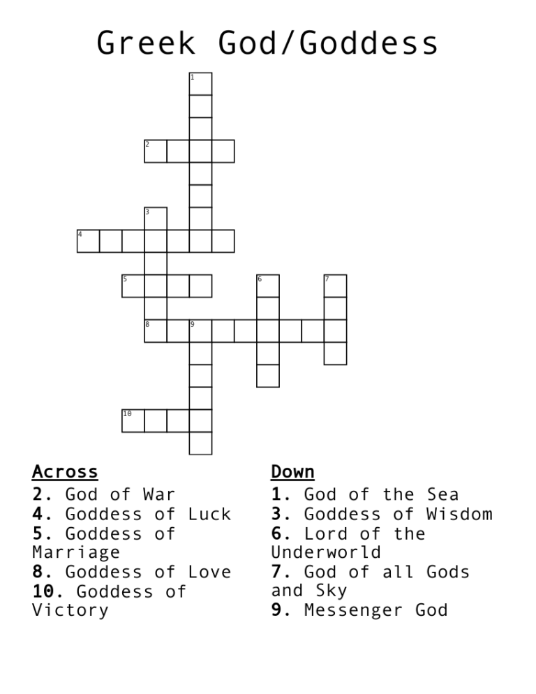 Greek Earth Goddess Var Crossword Daryn Lisbeth