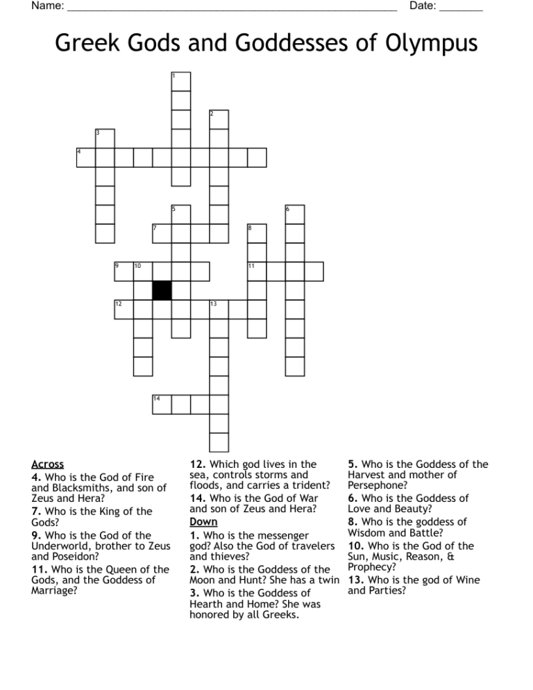 Greek Goddess Of Discord Crossword