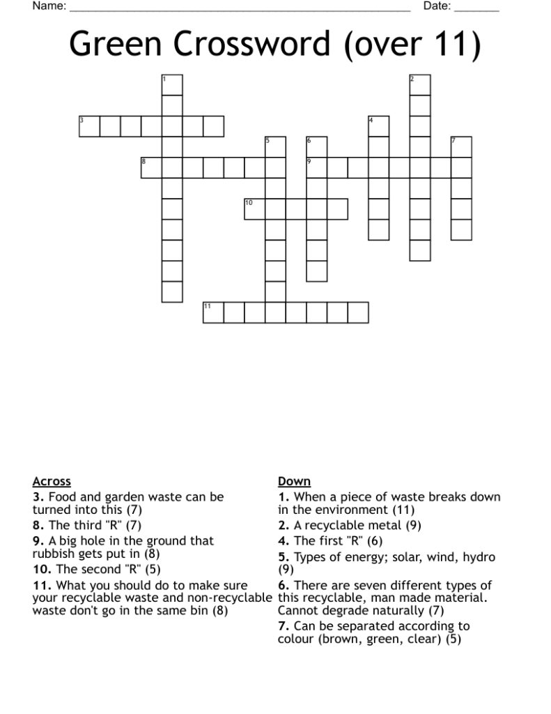 Greenish Blues Crossword