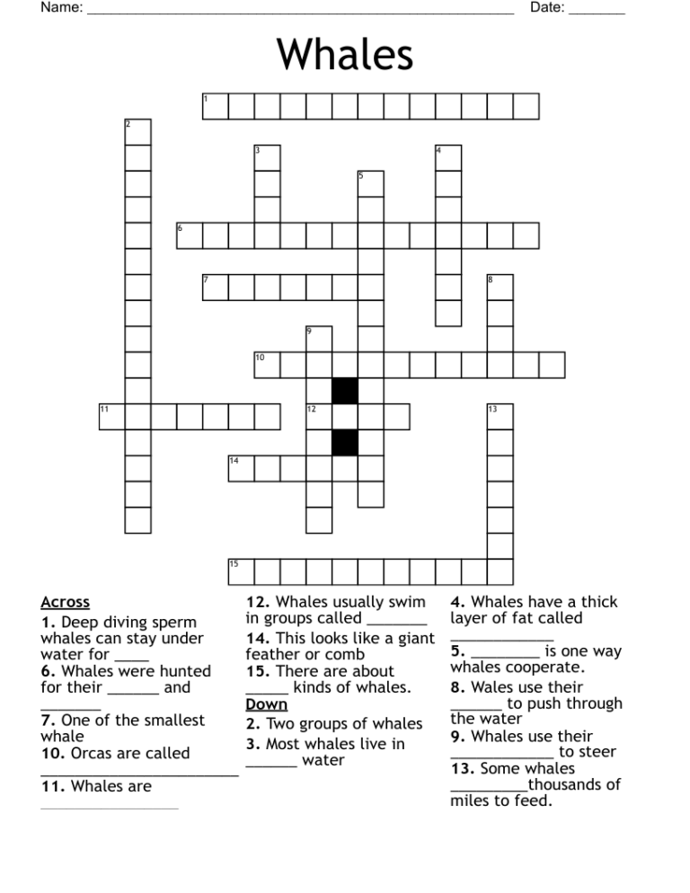 Group Of Whales Crossword