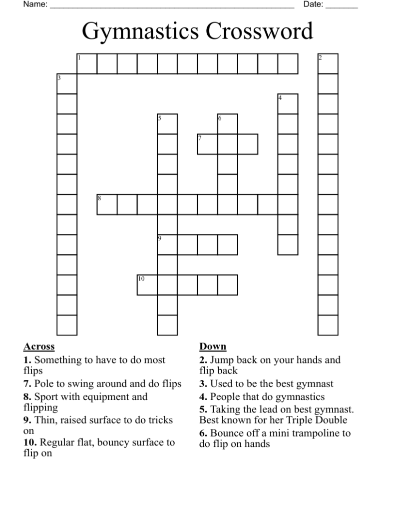 Gymnastics Crossword WordMint