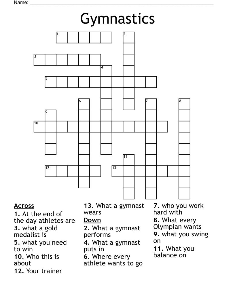 Gymnastics Crossword WordMint