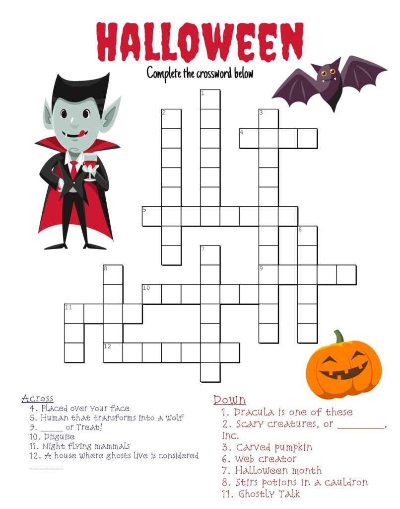 Halloween Crossword Printable