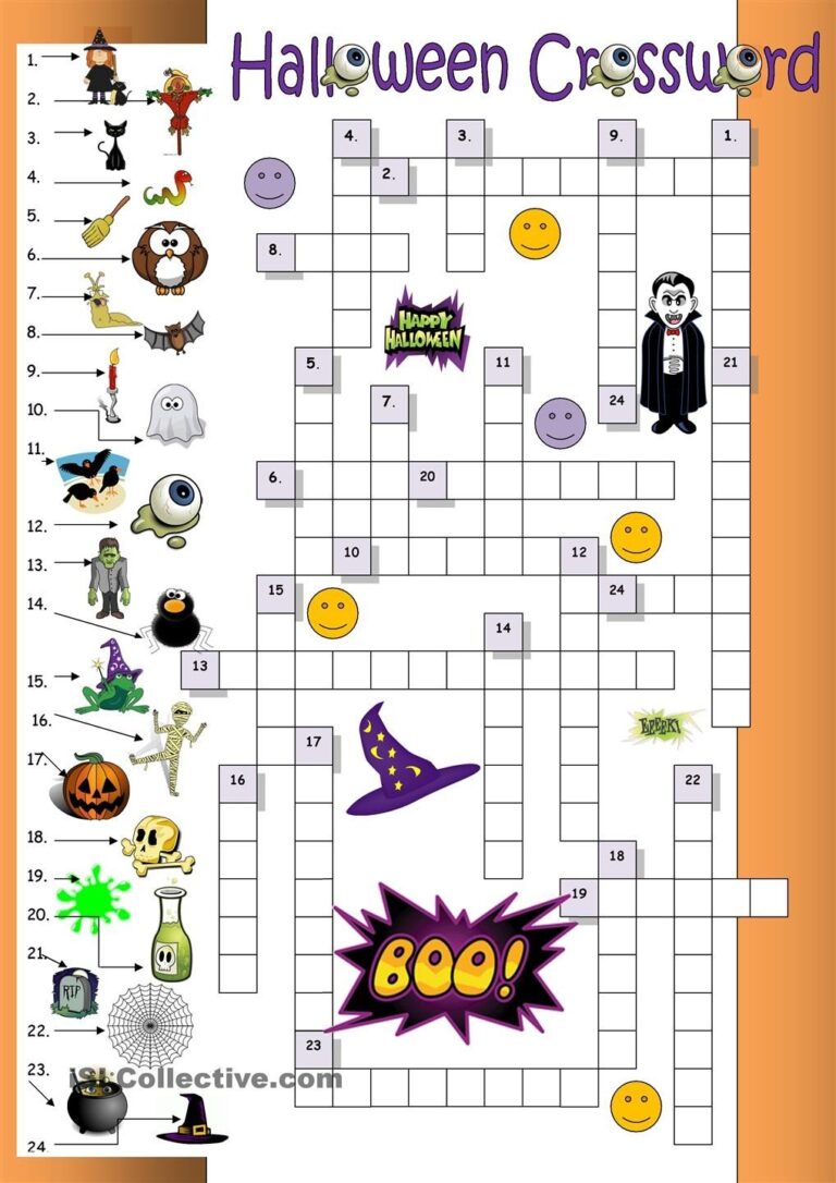 Halloween Crossword Puzzle Printable Pdf