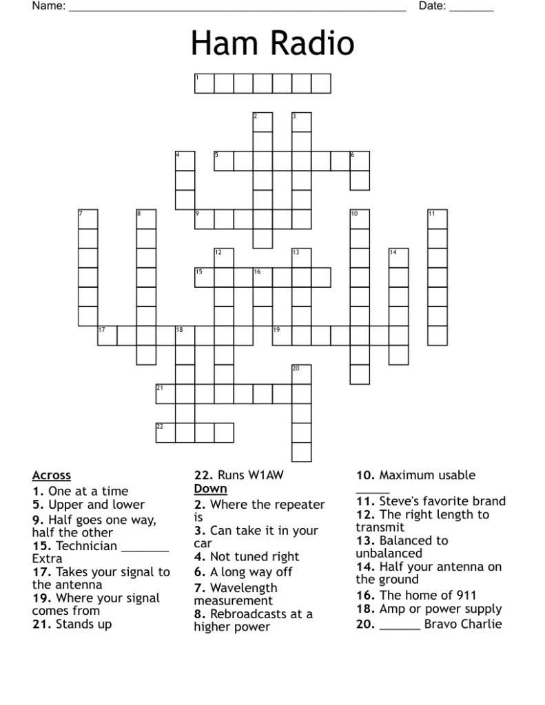 Ham Radio Crossword WordMint