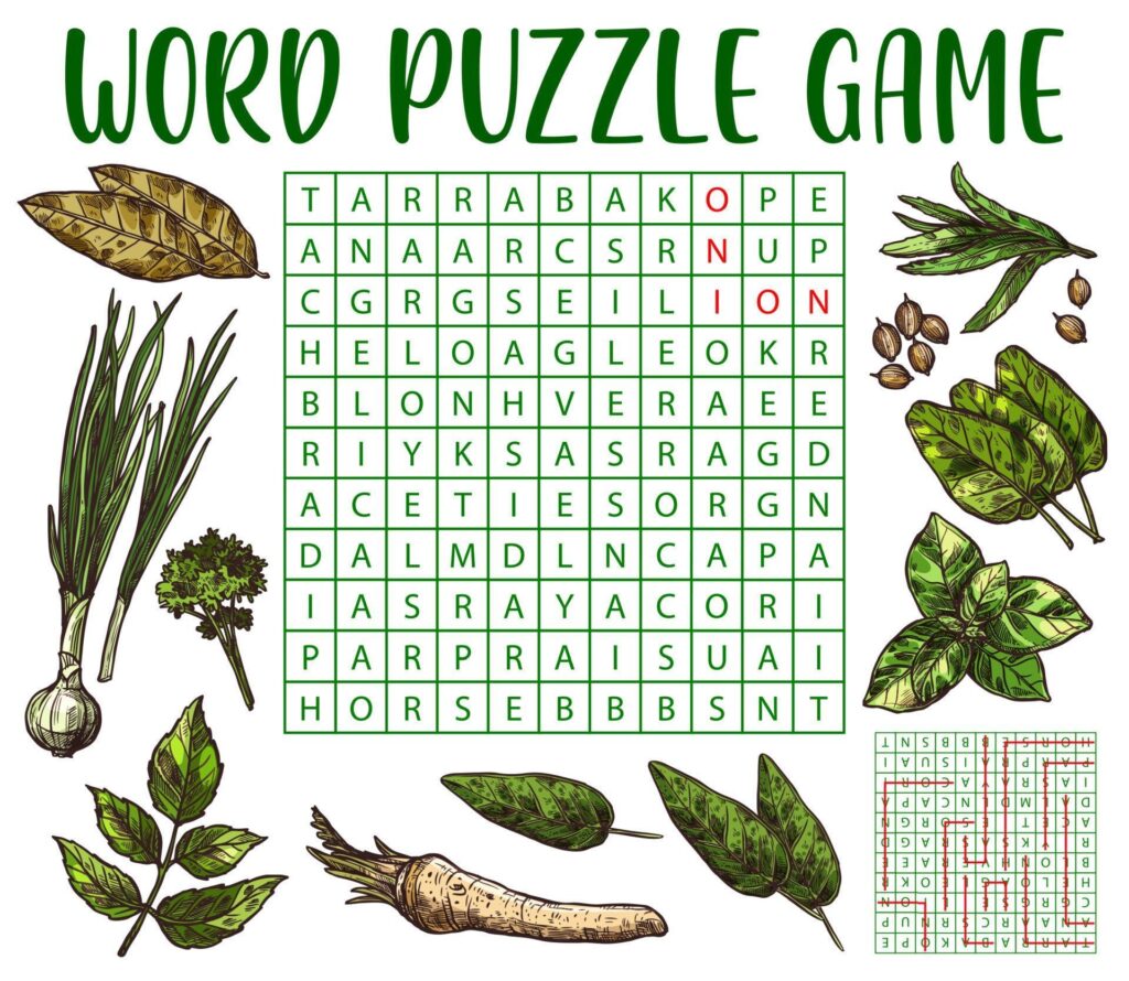 Herbs Spices And Seasonings Word Search Puzzle 19482306 Vector Art At 