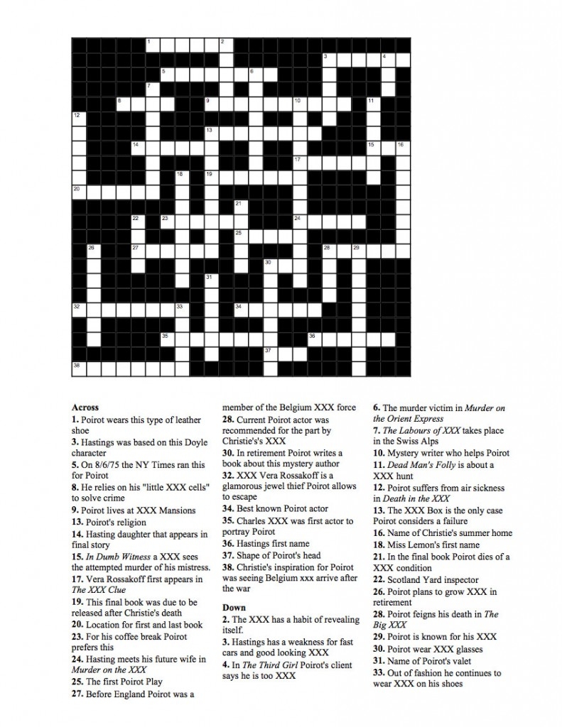 Hercule Poirot Crossword Puzzle Millie Mack s Blog