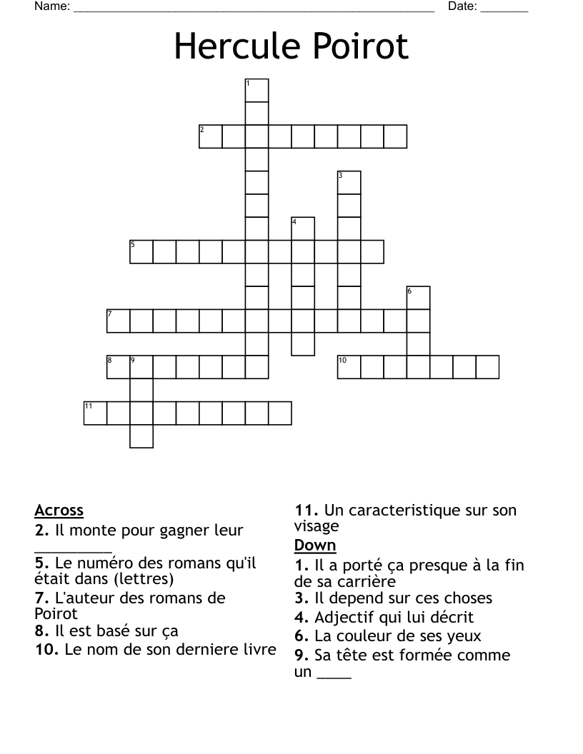 Hercule Poirot Crossword WordMint