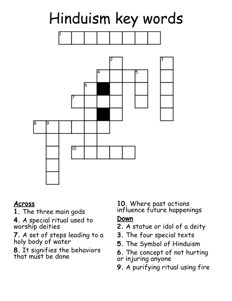 Hinduism Crossword WordMint