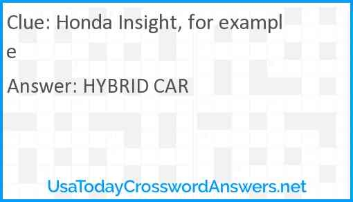 Honda Insight For Example Crossword Clue UsaTodayCrosswordAnswers