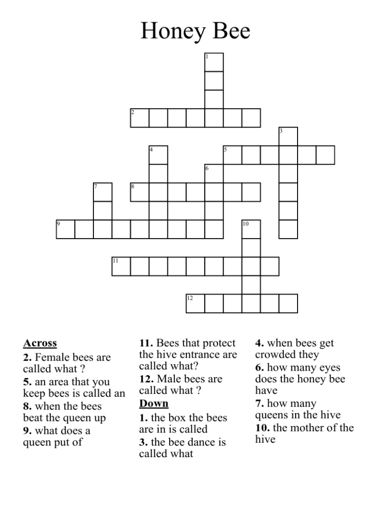 Honey Bee Crossword WordMint