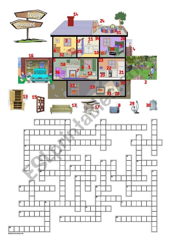 House Crossword ESL Worksheet By Xiles31