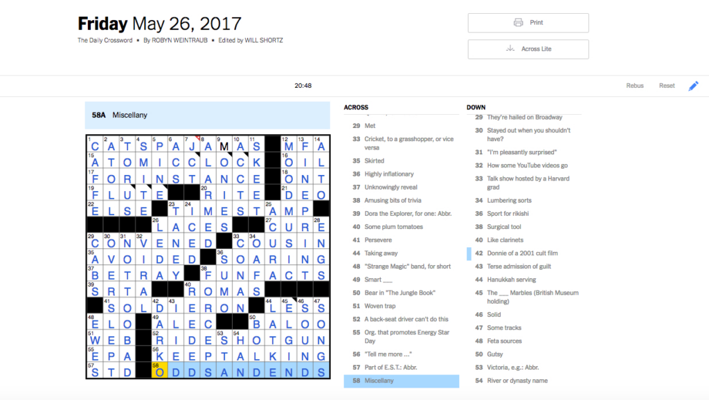 How I Mastered The Saturday Nyt Crossword Puzzle In 31 Days Printable 