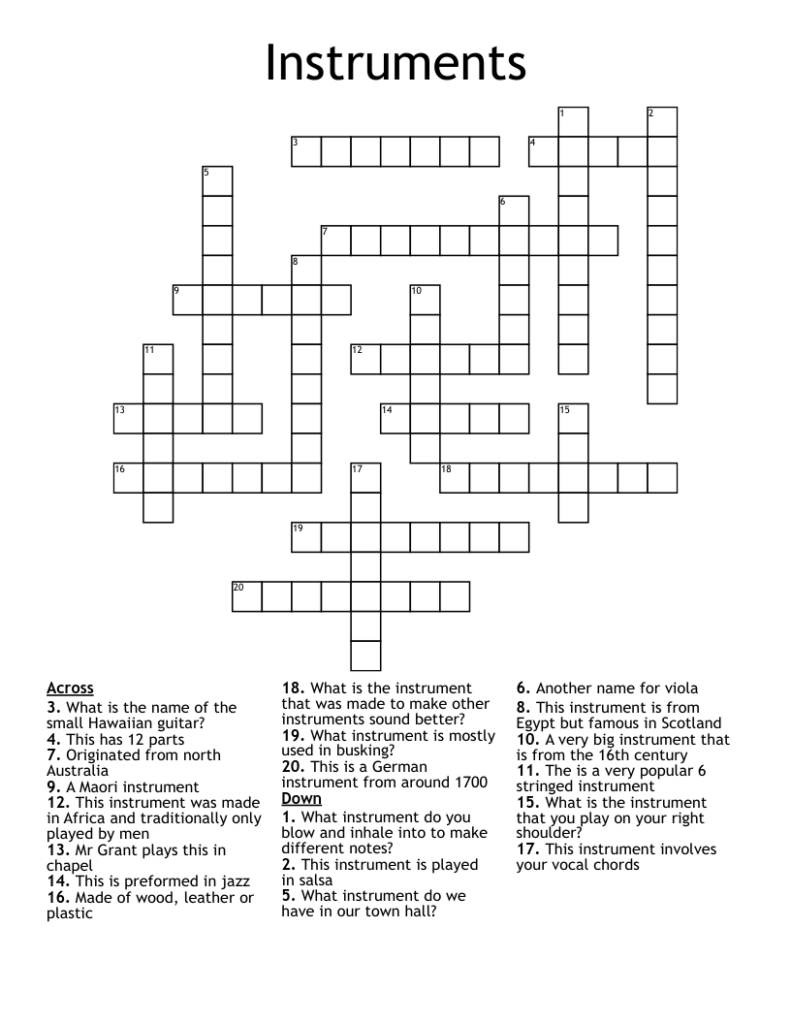 Instruments Crossword WordMint