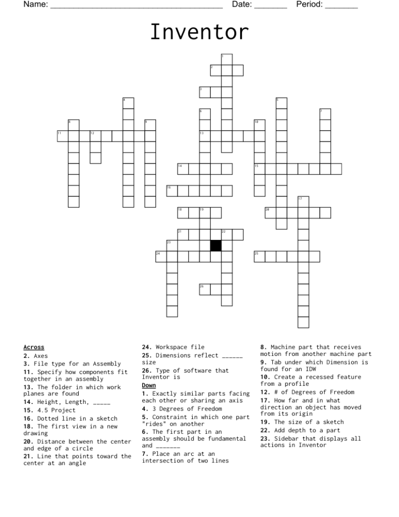 Inventor Crossword WordMint