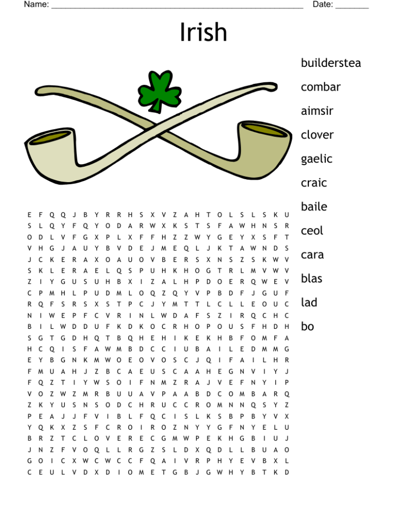 Irish Crossword Puzzle Printable