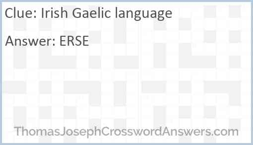 Irish Gaelic Language Crossword Clue ThomasJosephCrosswordAnswers