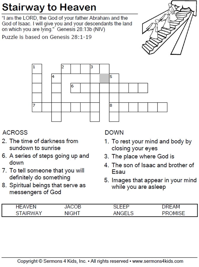 Jacob s Dream Crossword Sermons4Kids
