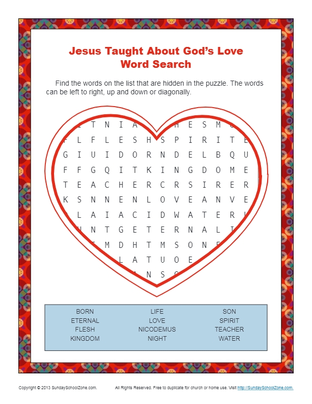 Jesus Taught About God s Love Bible Word Search