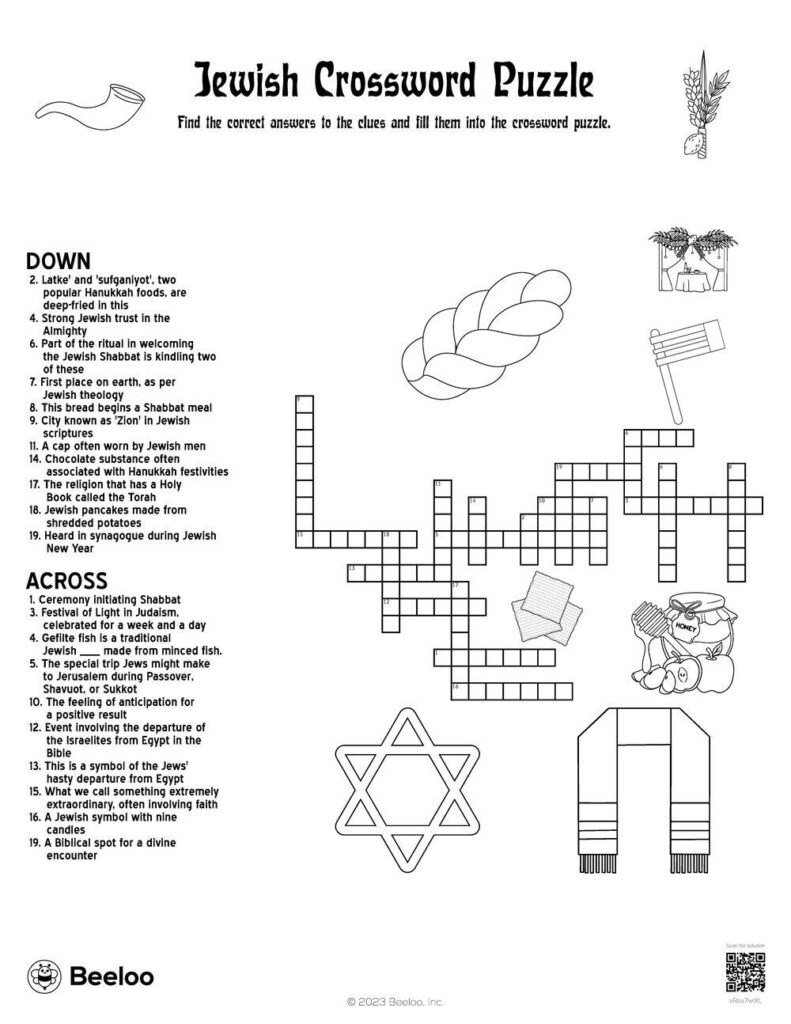 Jewish themed Crossword Puzzles Beeloo Printable Crafts And 