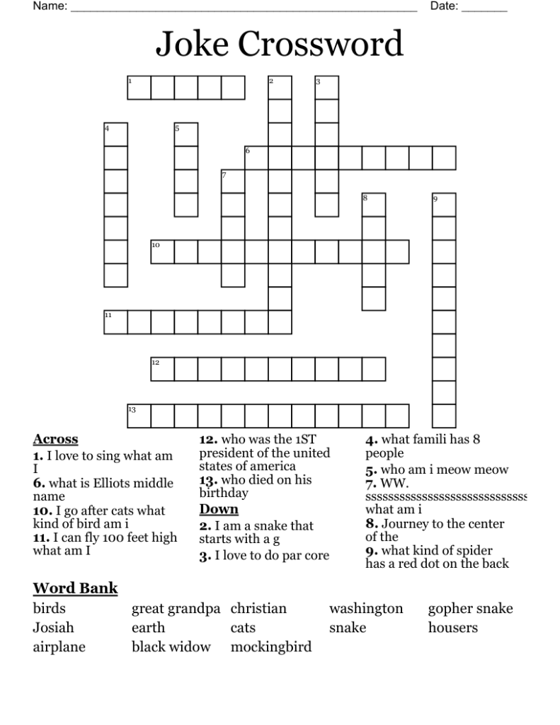 Joke Crossword WordMint