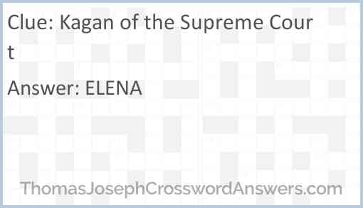 Kagan Of The Supreme Court Crossword Clue 