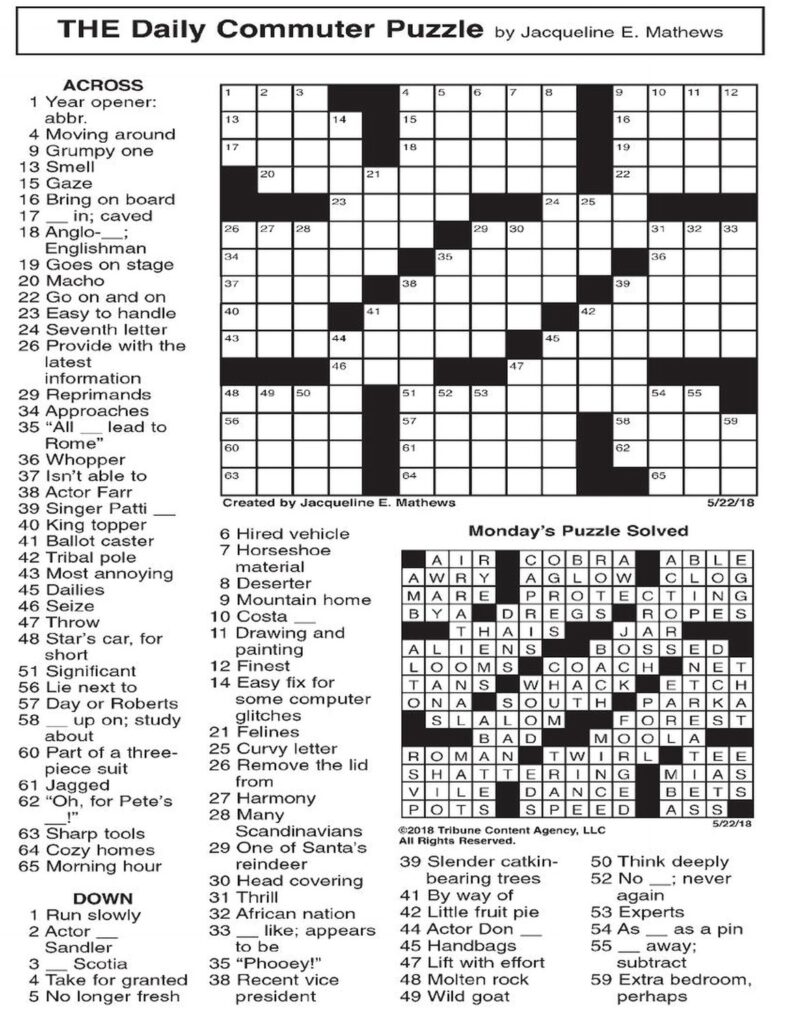 Kansas City Star Crossword Printable Printable Crossword Puzzles Online 