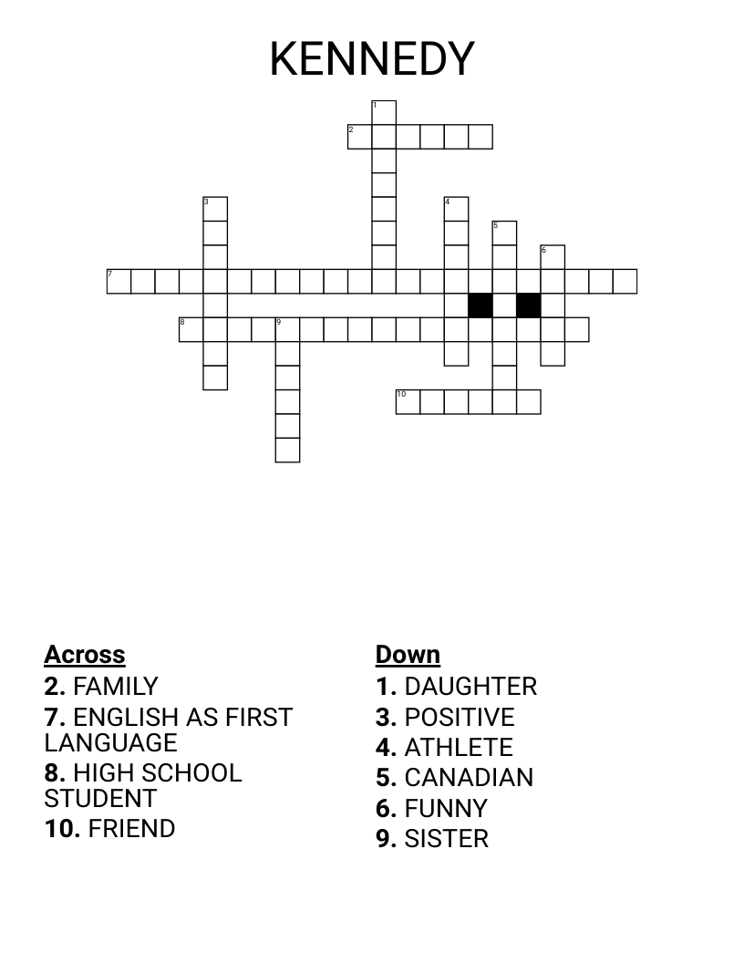 KENNEDY Crossword WordMint