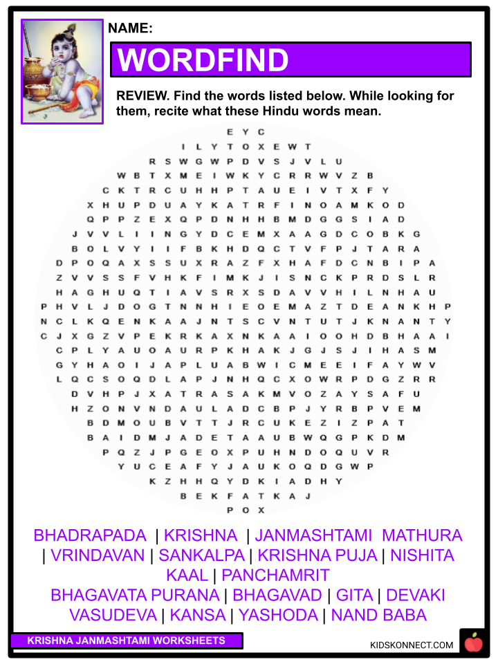 Krishna Janmashtami Facts History Worksheets For Kids