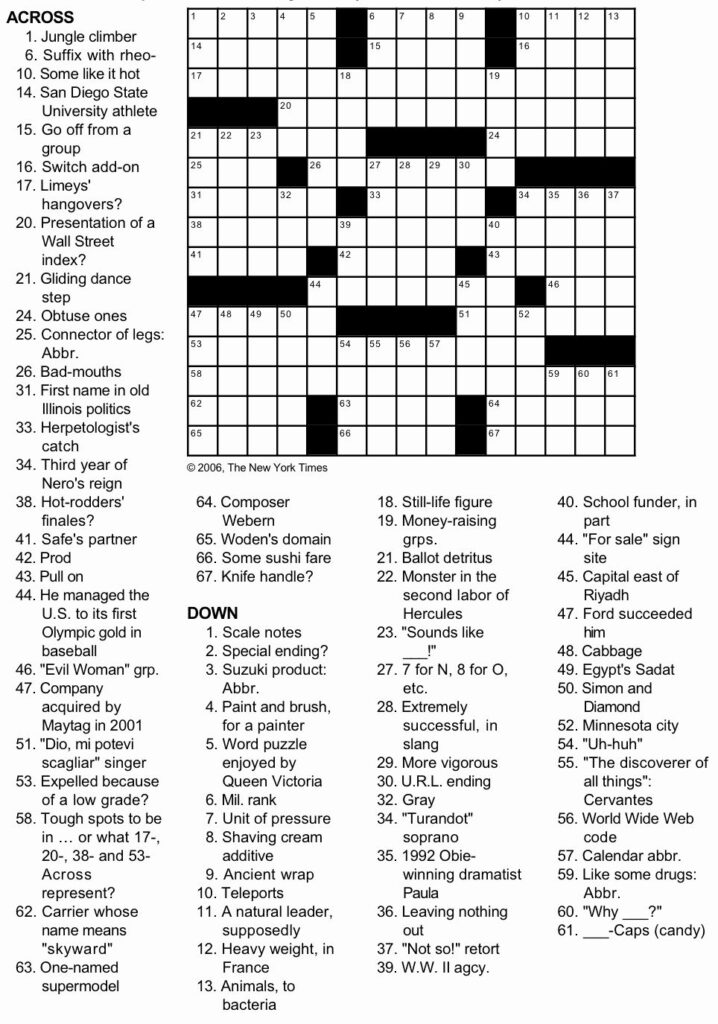 L A Times Printable Crossword Puzzles